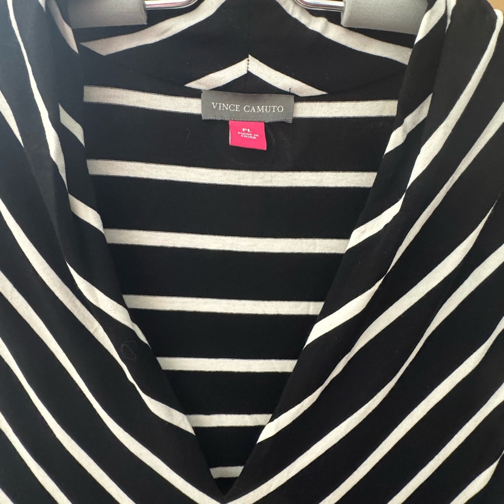 Vince Camuto Black and Cream Striped Maxi Dress